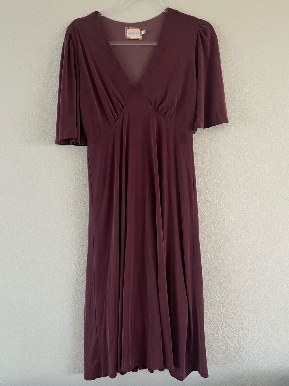 V-Neck Midi Dress in Deep Burgundy